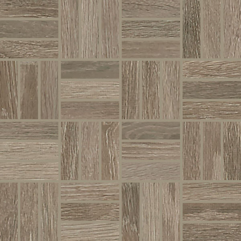Trellis Oak Natural Ash 1x3 Crosshatch Matte Ceramic  Mosaic