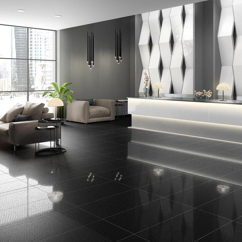 Trinity Lux Black 12x24 Porcelain  Tile