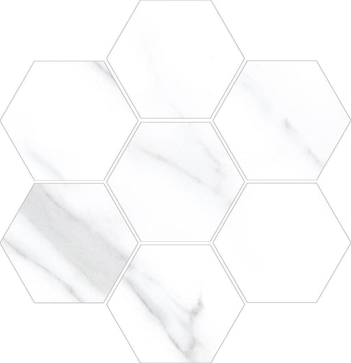 Vallelunga Carrara Hexagon Polished Porcelain  Mosaic