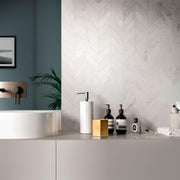 Velvet White Chevron Matte Porcelain  Mosaic