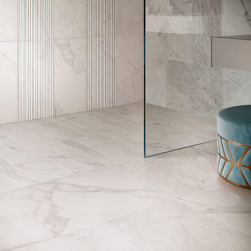 Velvet White Sticks Matte 12x24 Porcelain  Tile