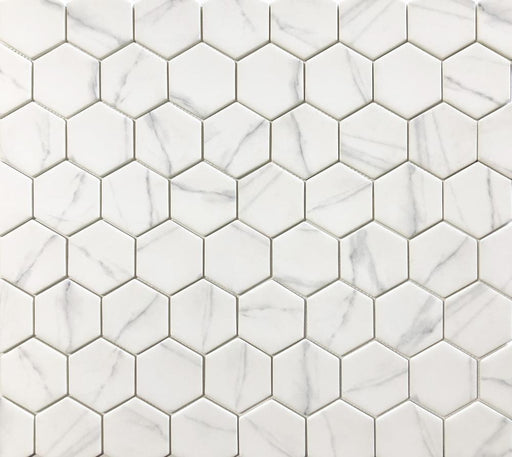 Verona Calacatta 3x3 Hexagon Matte Glass  Mosaic