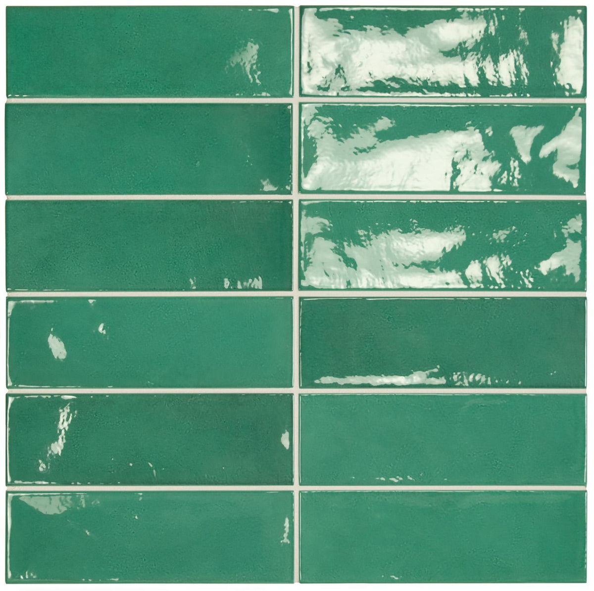 Village Esmerald Green Glossy 2.5x8 Ceramic Tile — Solidshape
