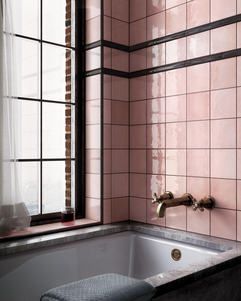 Village Rose Gold Glossy 5x5 Ceramic  Tile