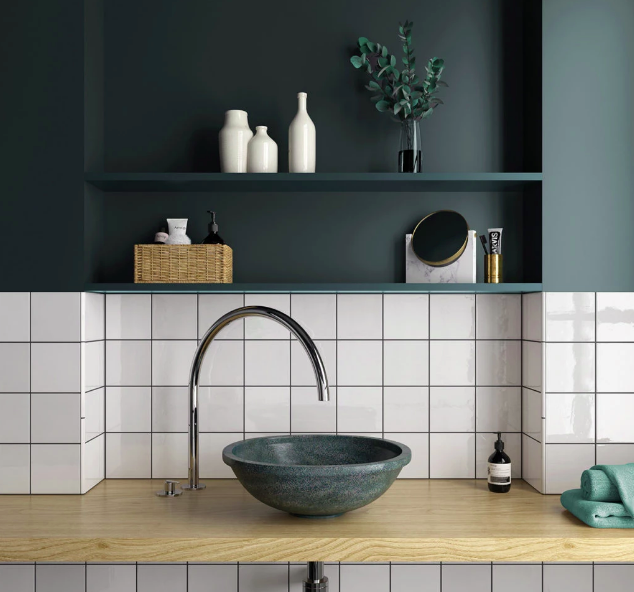 Village White Glossy 5x5 Ceramic  Tile