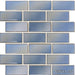 Vinta Glacier Blue 2x4 Subway Glossy, Smooth Porcelain  Mosaic