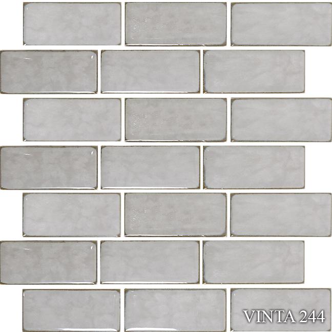 Vinta Sea Salt 2x4 Subway Glossy, Smooth Porcelain  Mosaic