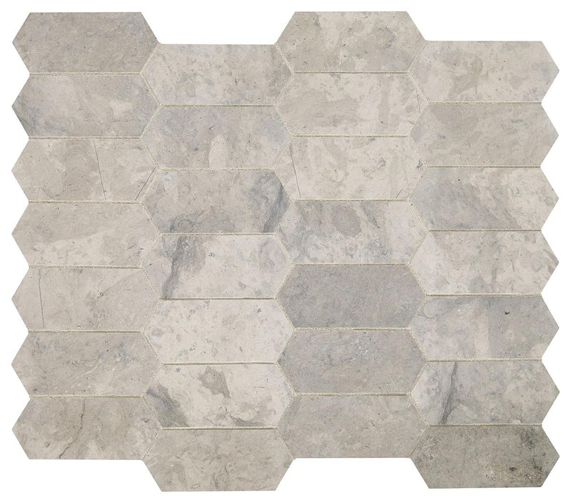 Volcanic Gray 2x4 Hexagon Honed Limestone  Mosaic