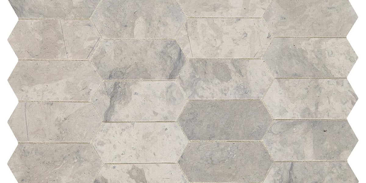 Volcanic Gray Limestone Hexagon Mosaic 2x4 — Solidshape