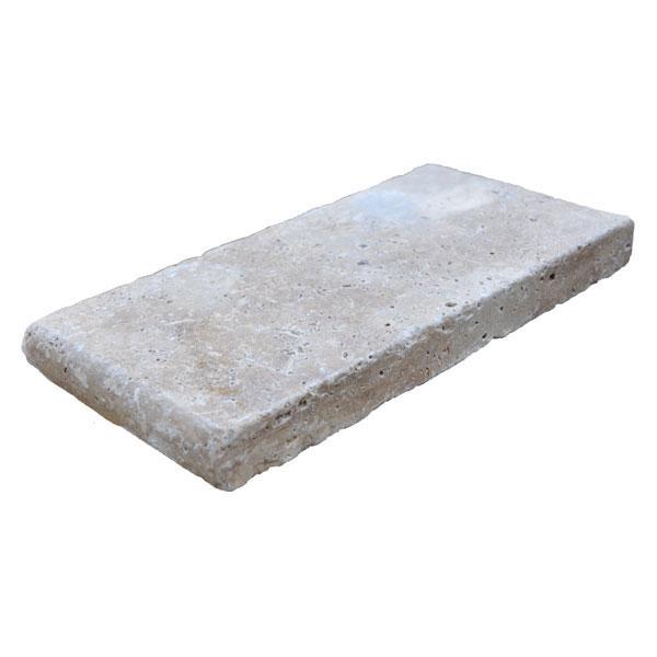 Walnut Travertine Coping 6x12 Unfilled, Honed Bullnose  1.25 inch