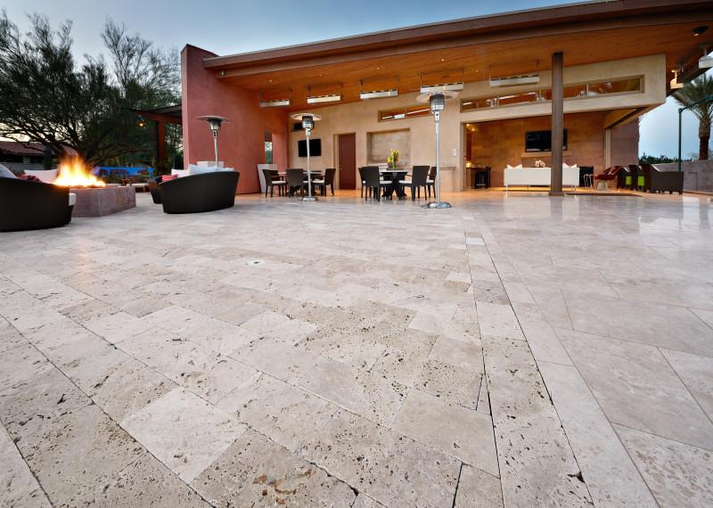 Walnut Travertine Paver 12x24 Tumbled   1.25 inch