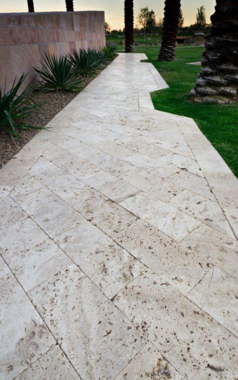Walnut Travertine Paver 12x24 Tumbled   1.25 inch