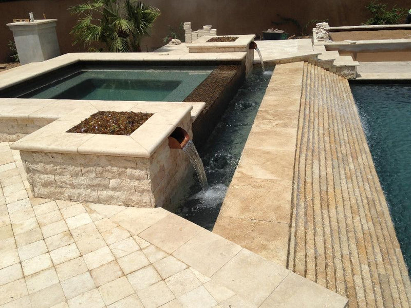 Walnut Travertine Paver 12x24 Unfilled, Honed   2 inch