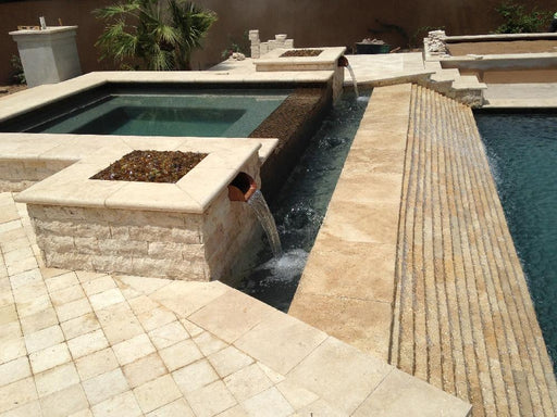 Walnut Travertine Paver 12x24 Unfilled, Honed   2 inch