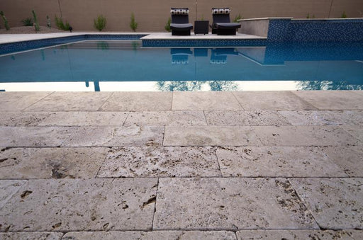Walnut Travertine Paver 16x24 Unfilled, Honed   1.25 inch