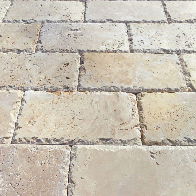 Walnut Travertine Paver 4x12 Brushed   5 cm