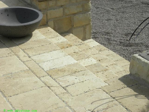 Walnut Travertine Paver 4x12 Brushed   5 cm