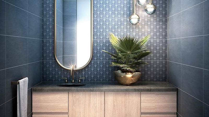 Wave Seaweed Fan Deco Honed 12x24 Porcelain  Tile