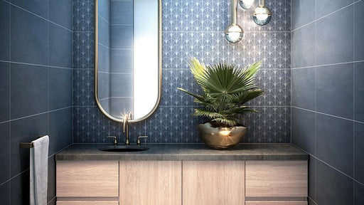 Wave Seaweed Fan Deco Honed 12x24 Porcelain  Tile