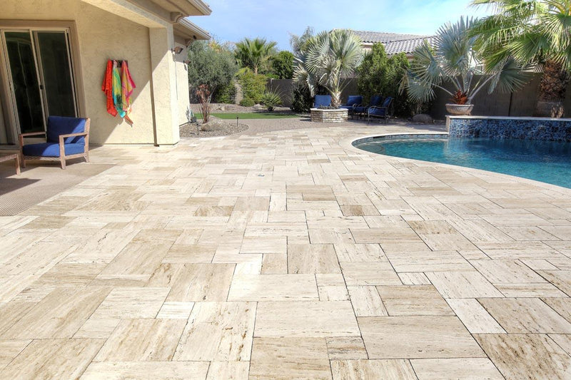 Wooden Travertine Paver Pattern Tumbled