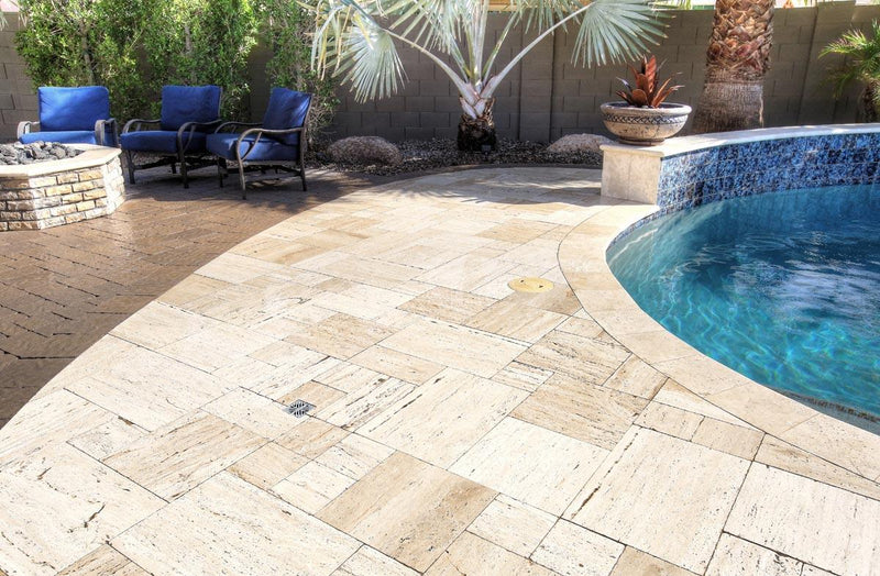 Wooden Travertine Paver Pattern Tumbled