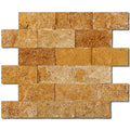 Golden Sienna 2x4 Subway Splitface Travertine  Mosaic