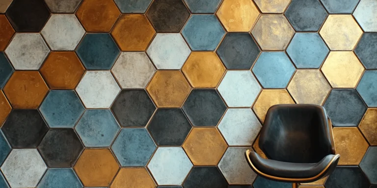 Gorgeous and colorful hexagonal tile on an office wall.