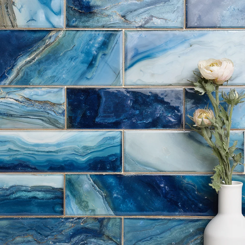 Modern porcelain tile flooring in a neutral-toned luxury living space
