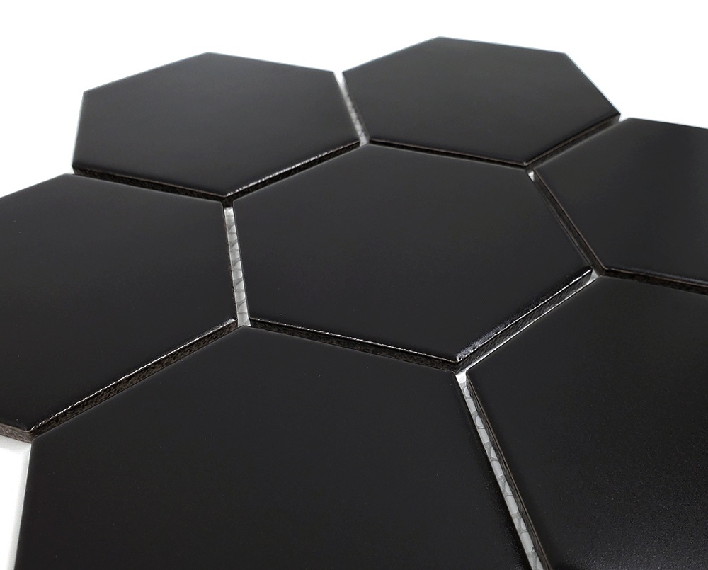 Gio Black Matte 4x4 Hexagon Glazed Porcelain Mosaic