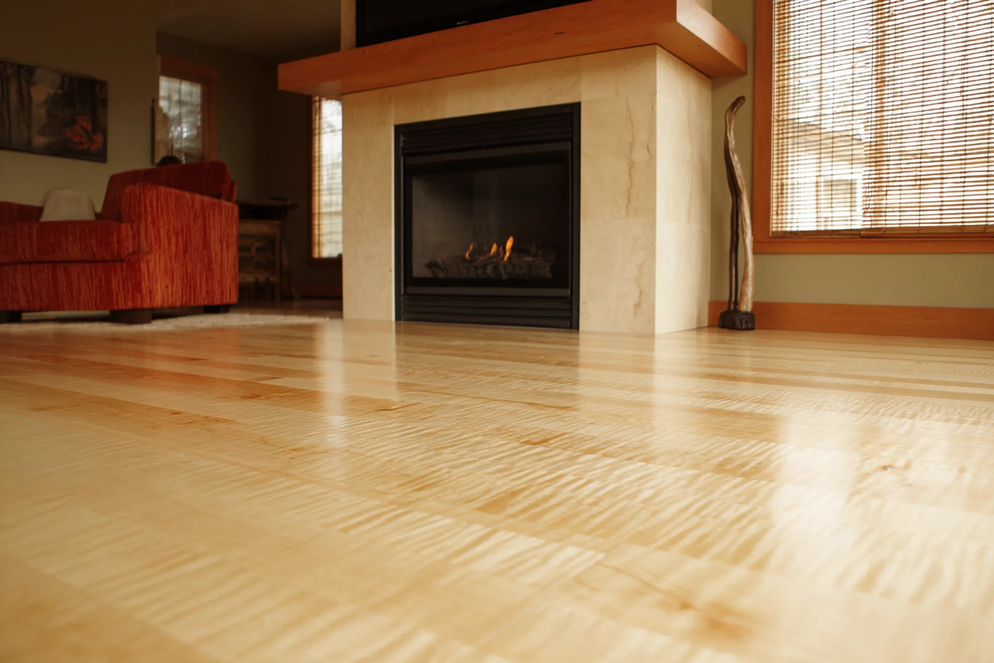 Engineered maple flooring combines elegance and functionality in a stylish package