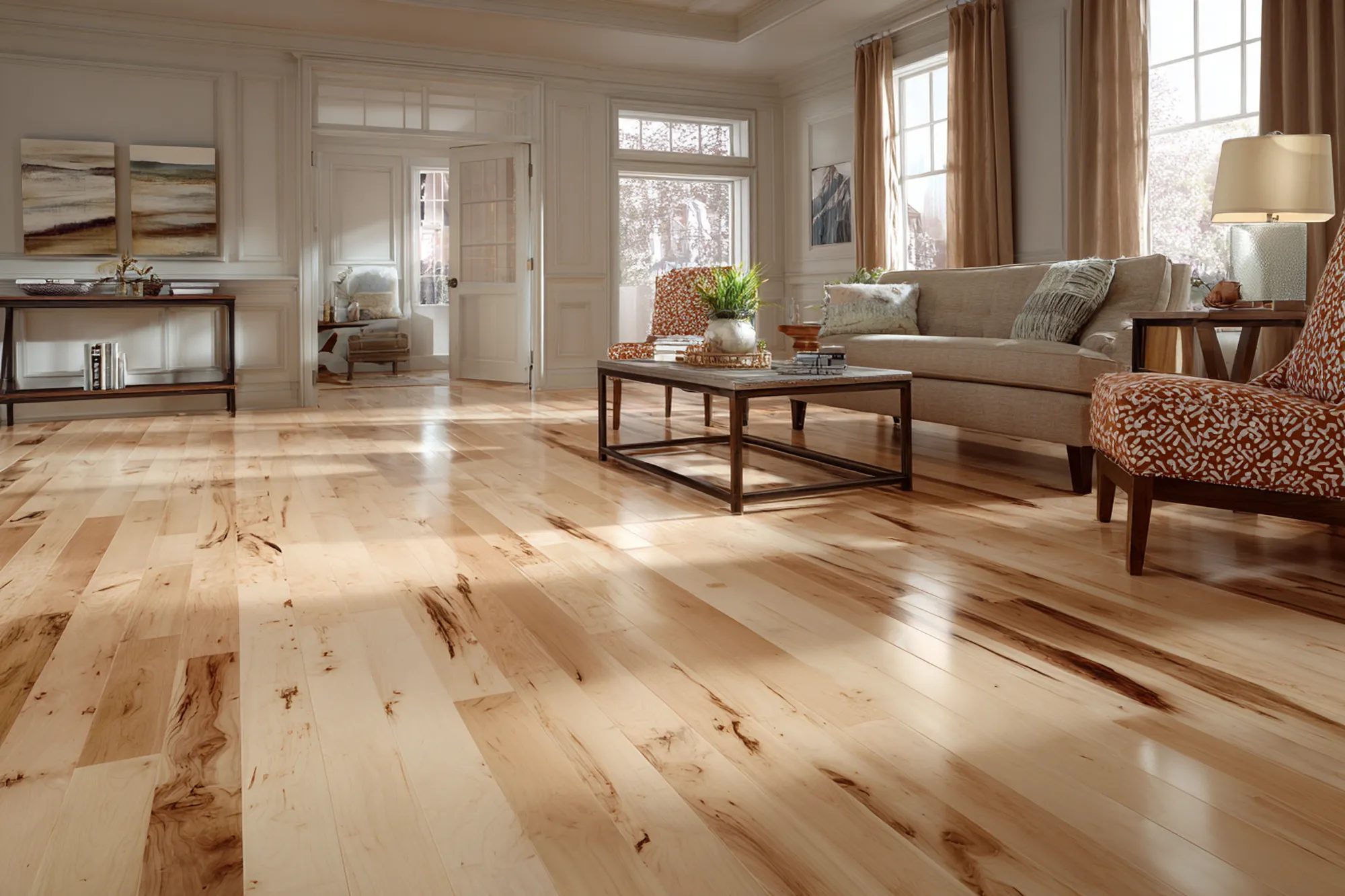 Maple Engineered Hardwood Flooring with beautiful grains and textures