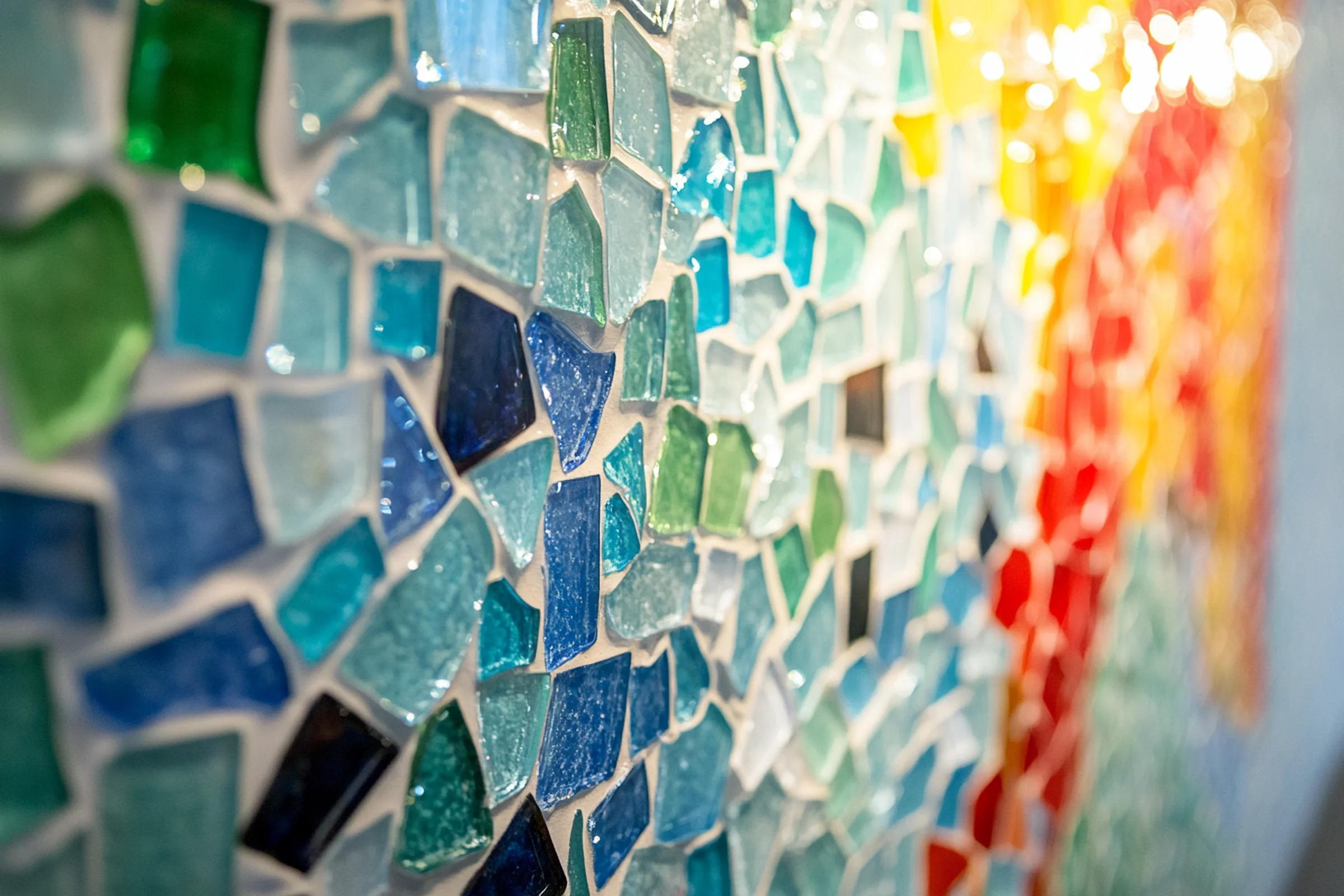 Living room mosaic accent wall