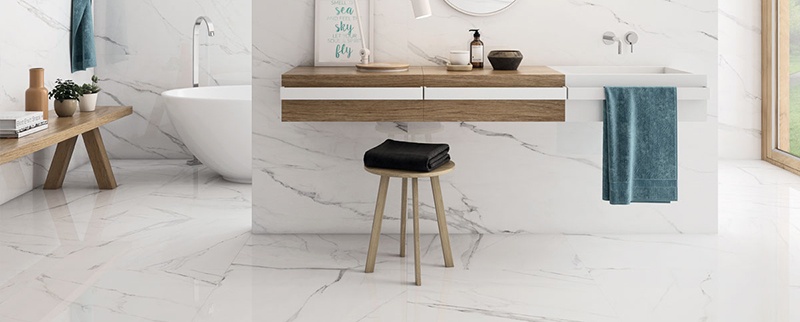 Naples White Polished 24x48 Contemporary Porcelain Tile