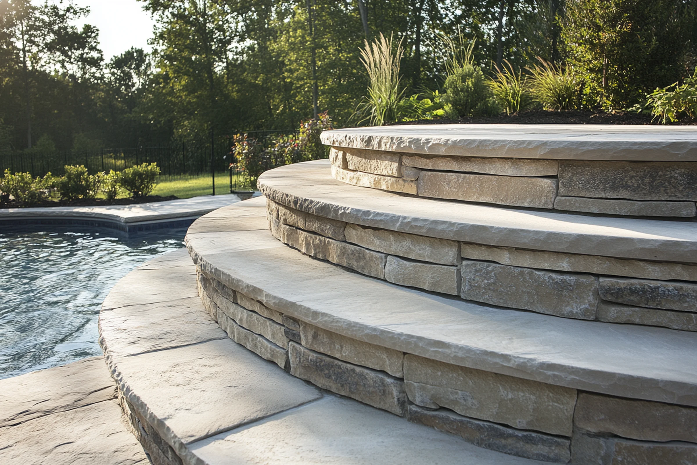 Pool coping for safe, stylish pool edges and waterline transitions