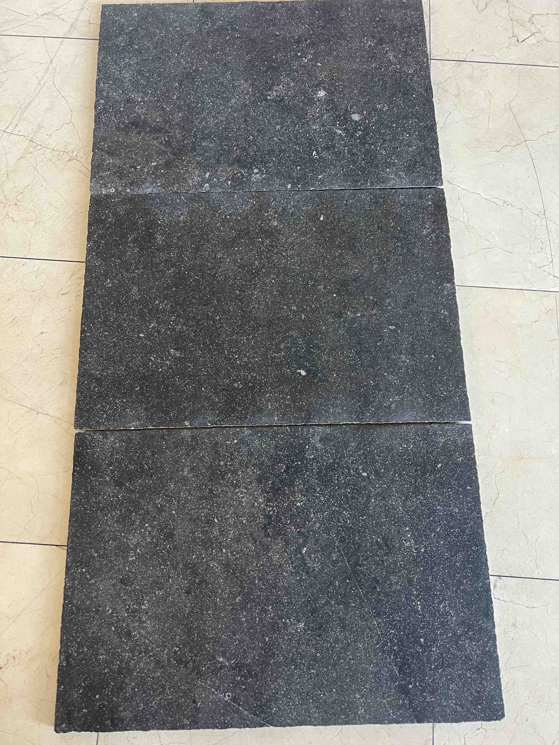 Belgian Blue (Petit Granit) Bush-Hammered Antique Chiseled 16x24 Rectangle Limestone Tile