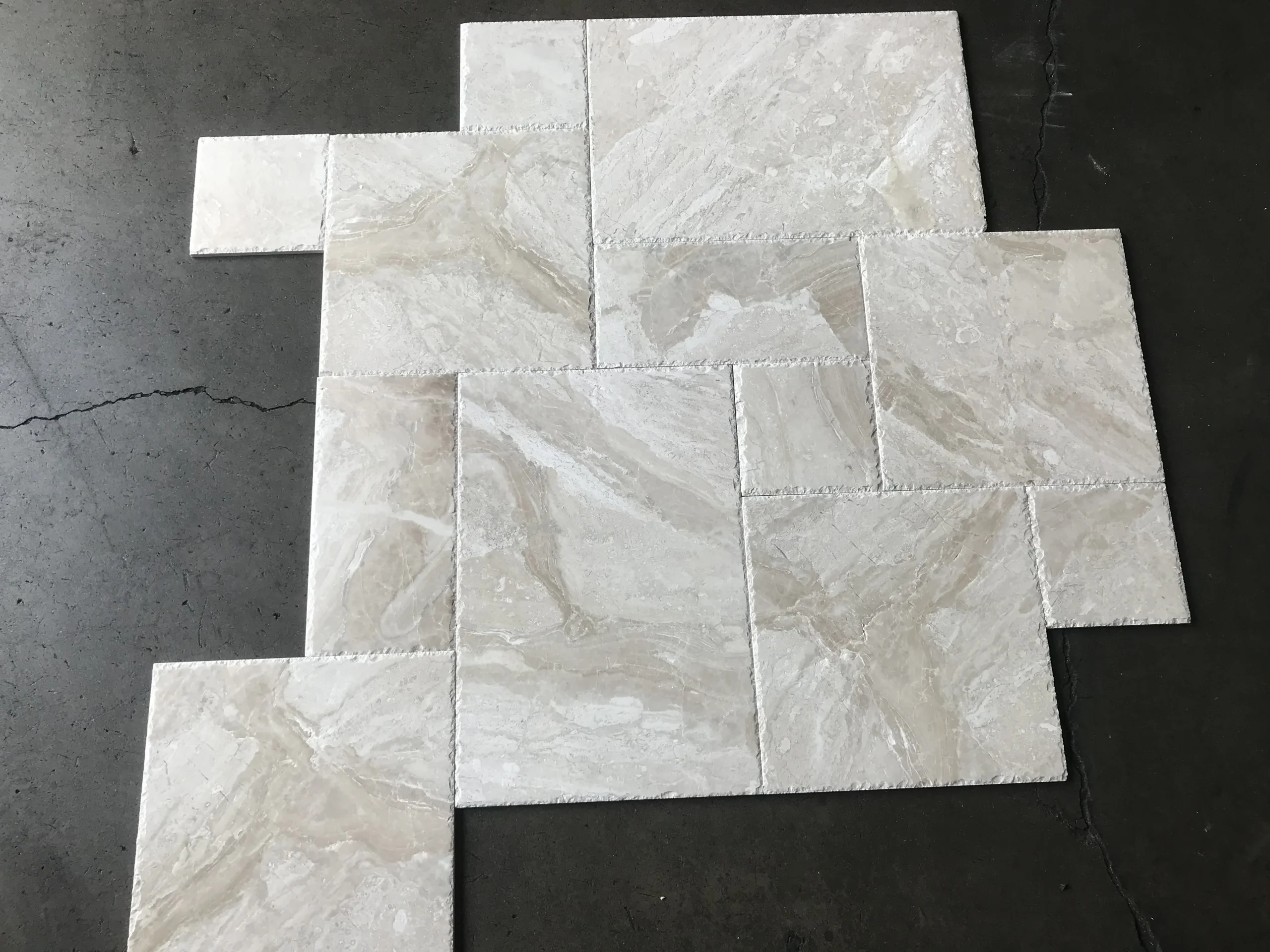 Breccia Bianco Versailles Brushed/Chiseled Pattern 1/2 inch Marble Tile