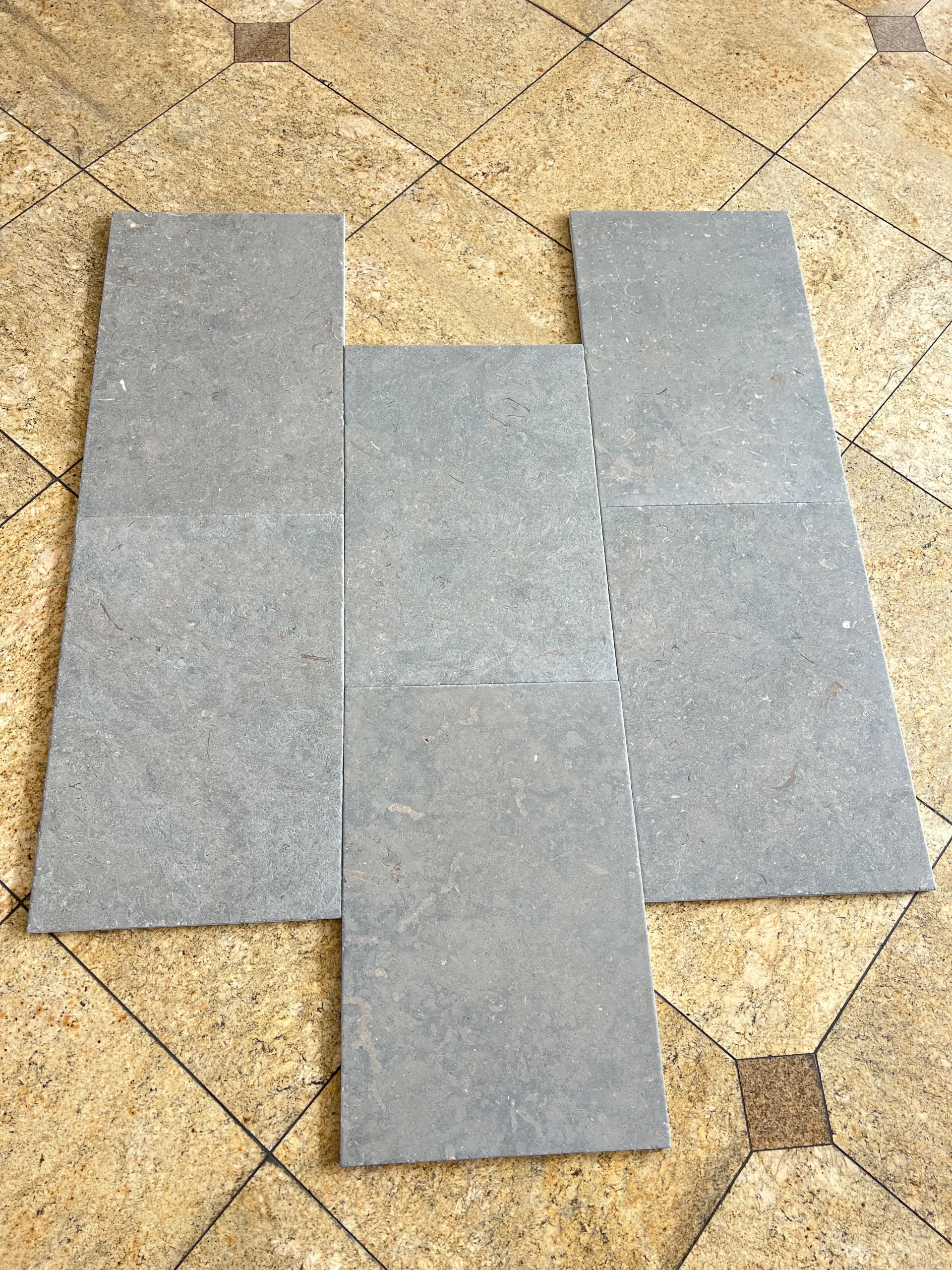 Nova Blue Limestone Antique 16x24 Rectangle Tile
