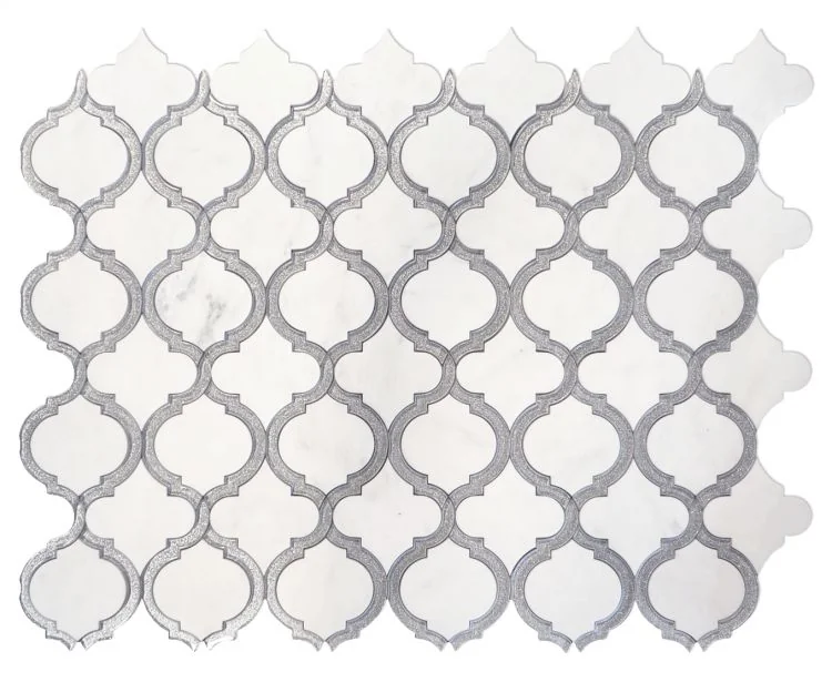 Alice Silver White Marble and Glass Mosaic