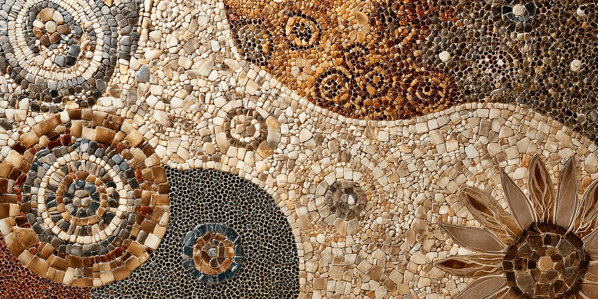 Beige Sheet Mosaics with intricate designs and textures