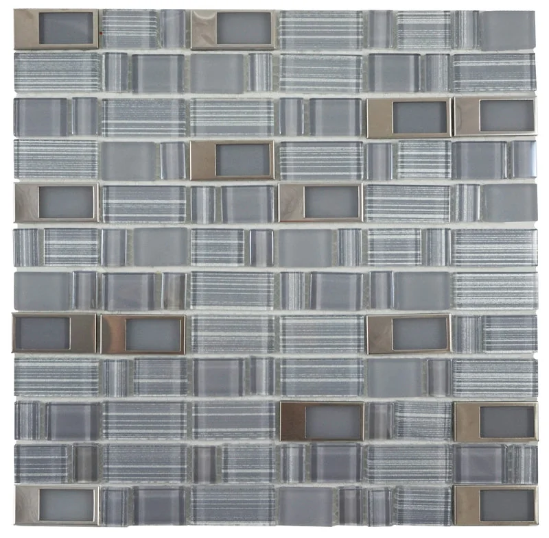 Blends Grey Mix 12x12 Stainless Steel Accent Mosaic