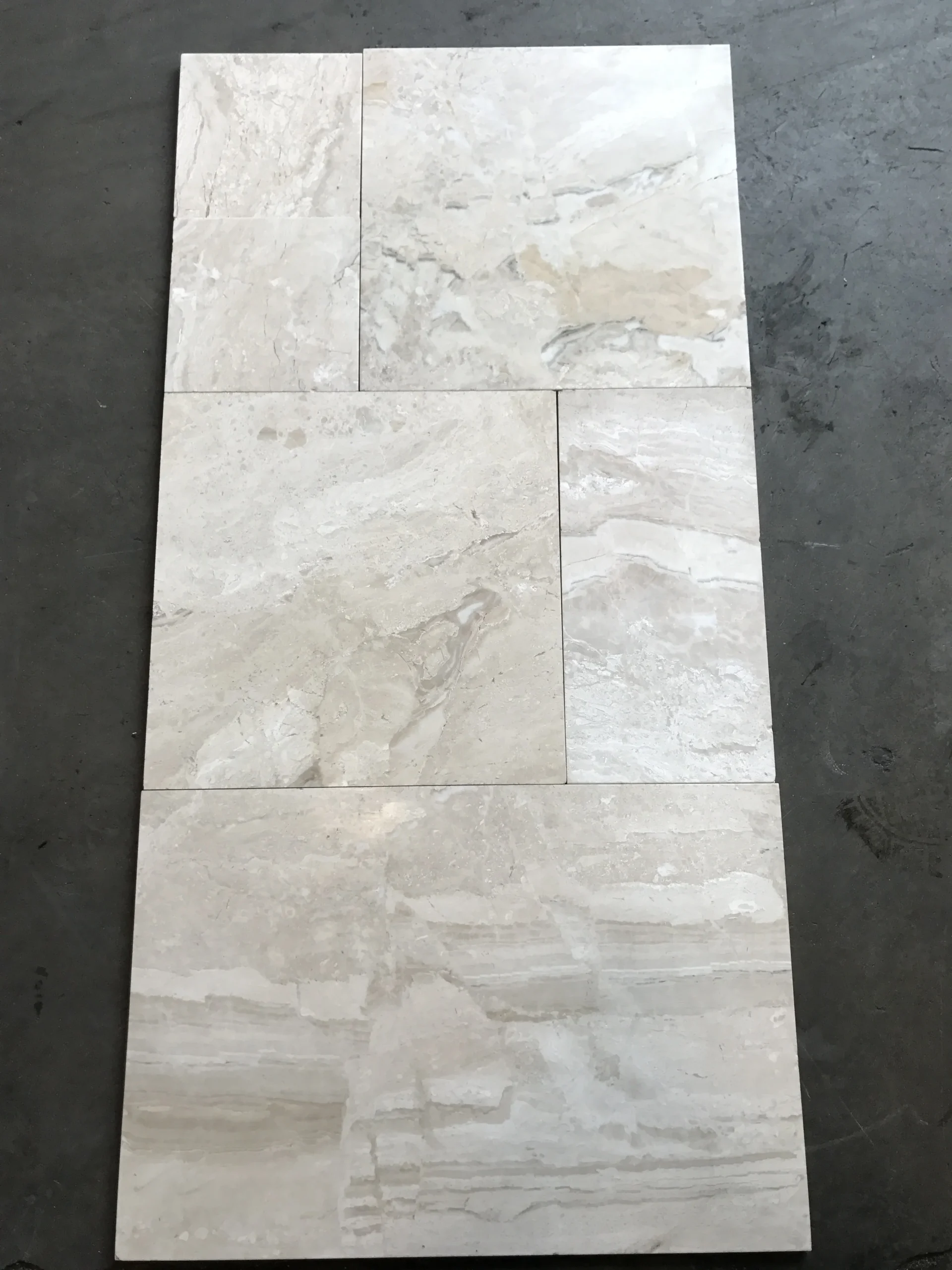 Breccia Bianco Versailles Straight Edge Pattern 1/2 inch Marble Tile