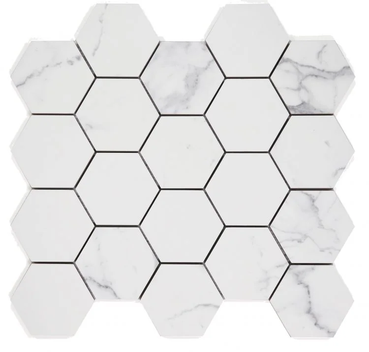 Carrara Premium 3x3 Hexagon Pre Matte Marble Look Porcelain Mosaic