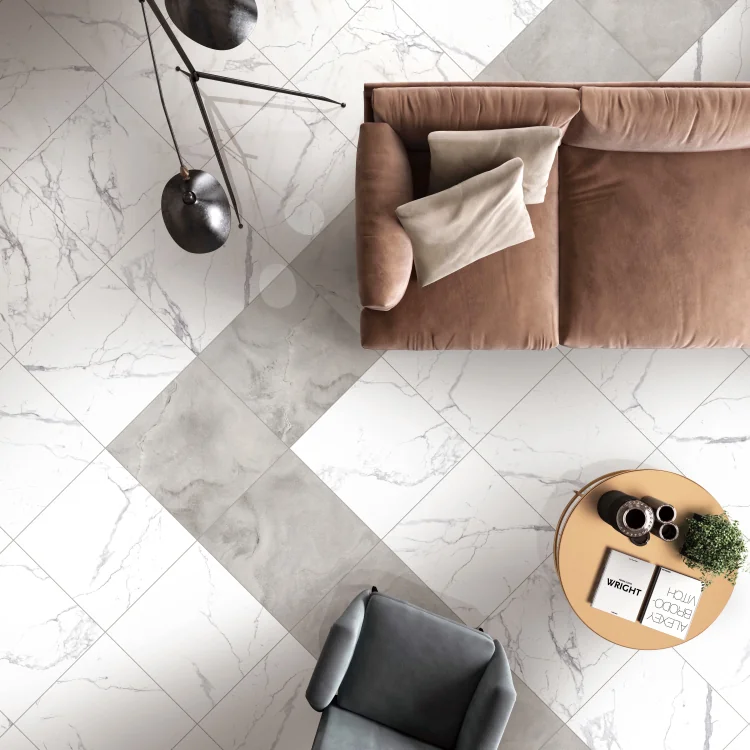 Carrara Premium 24x24 Pre Polished Marble Look Porcelain Tile