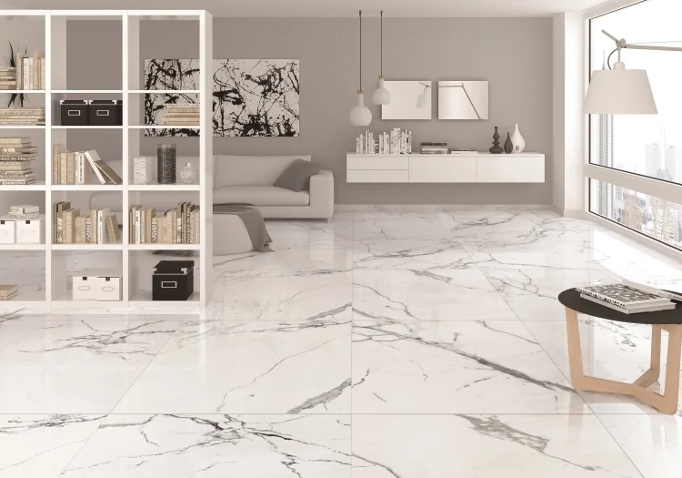Carrara Premium 24x24 Pre Polished Marble Look Porcelain Tile