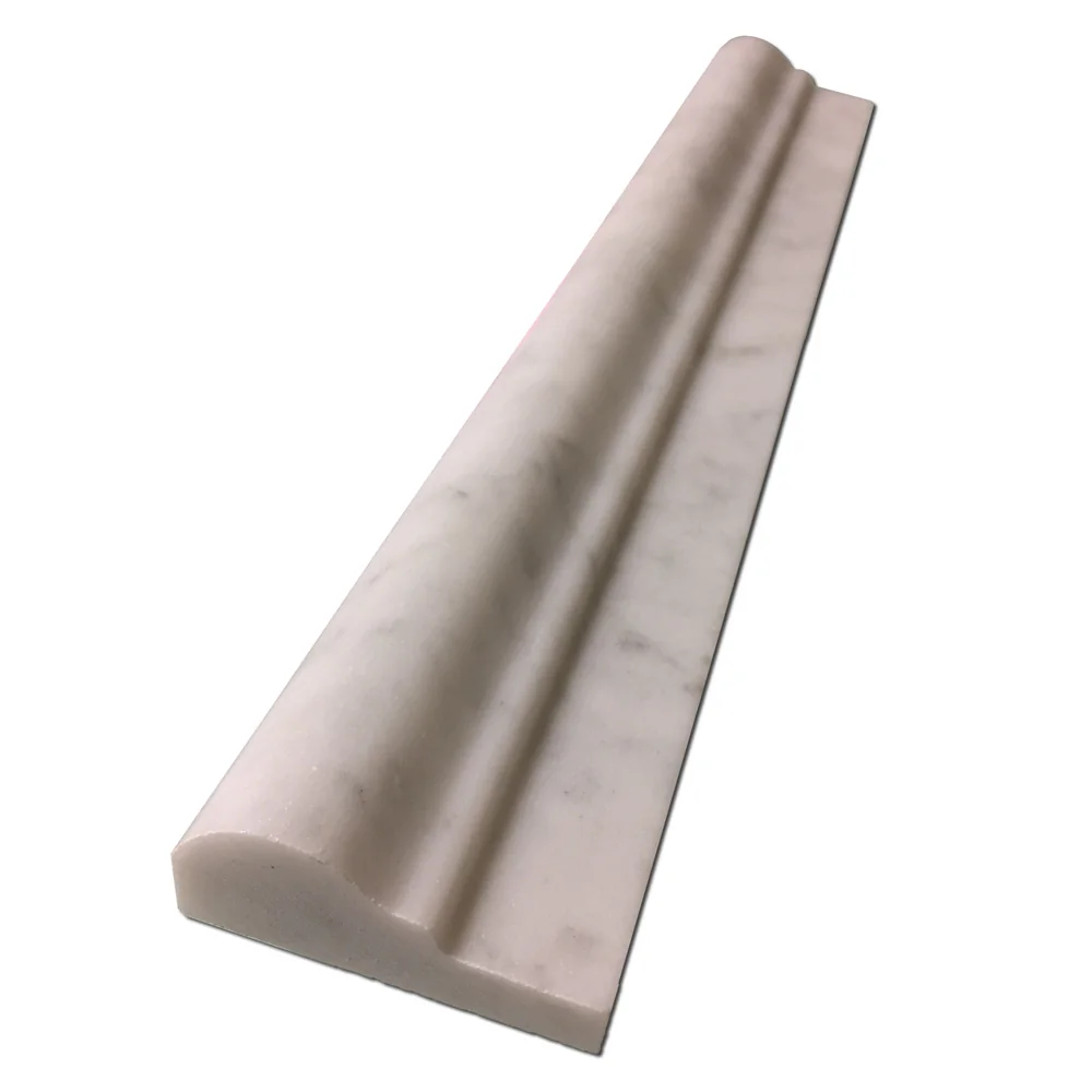 Carrara White Chair Rail 1 Step Honed 2x12 Marble Chair Rail