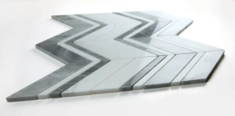 Chevron & Herringbone Ravenna Grey 11.75x12.25 Marble Mosaic