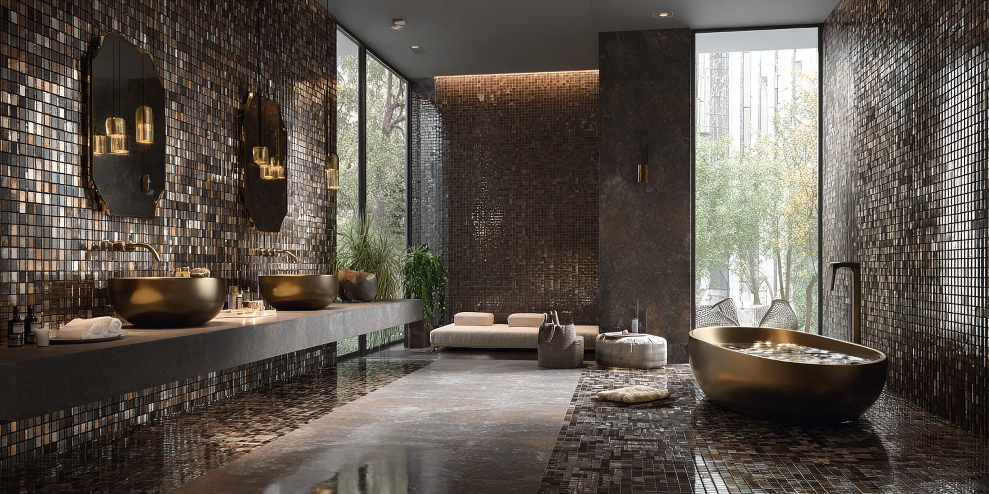 Beautiful brown sheet mosaics that transform interiors