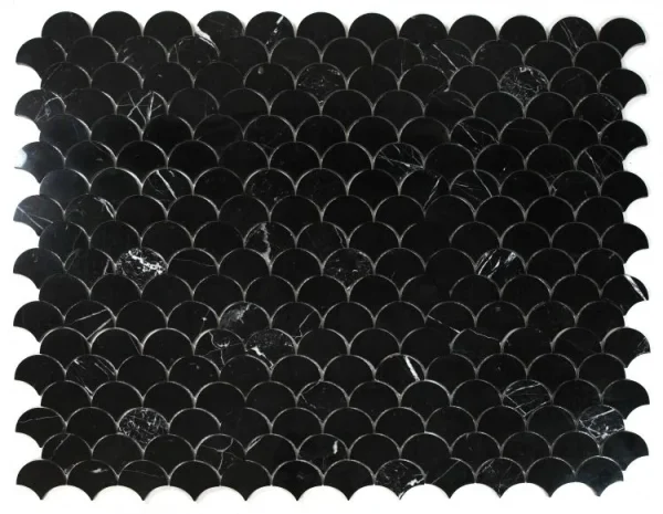 Dragon Scale Marquina 10.5x13 Marble Mosaic