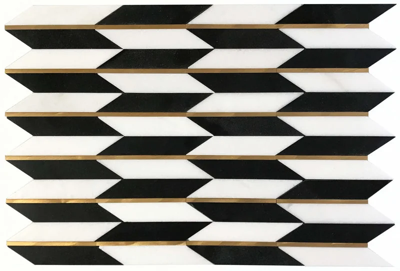 Era Mix White and Black Stone and Stainless Mosaic