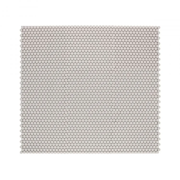 Hulu Natural Grey 1x1 Penny Round Glossy Porcelain Mosaic
